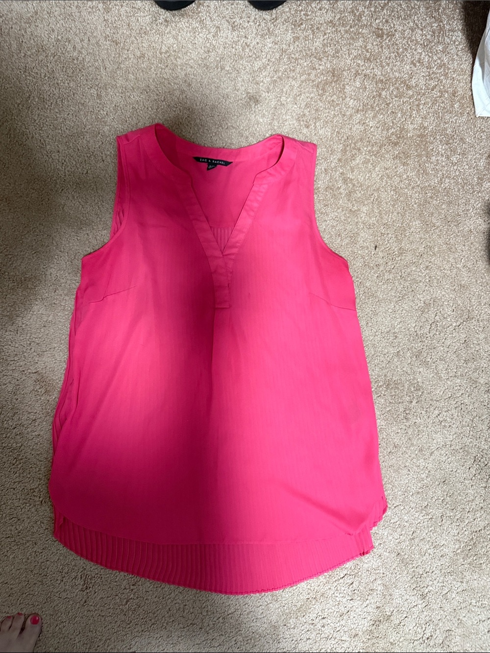 Zac & Rachel Hot Pink Sleeveless V-Neck Blouse